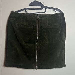 Elegant Dark Green Suede Mini Skirt